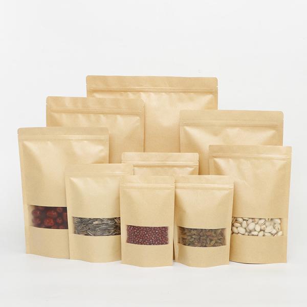 Buy cheap Flat Zipper Frosted Window 550g Kraft Paper Pouches from wholesalers