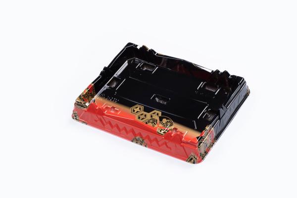 Buy cheap Black Red Disposable Sushi Box With Transparent Lid Take Out Sushi Tray Fruit Cake Dessert Container from wholesalers