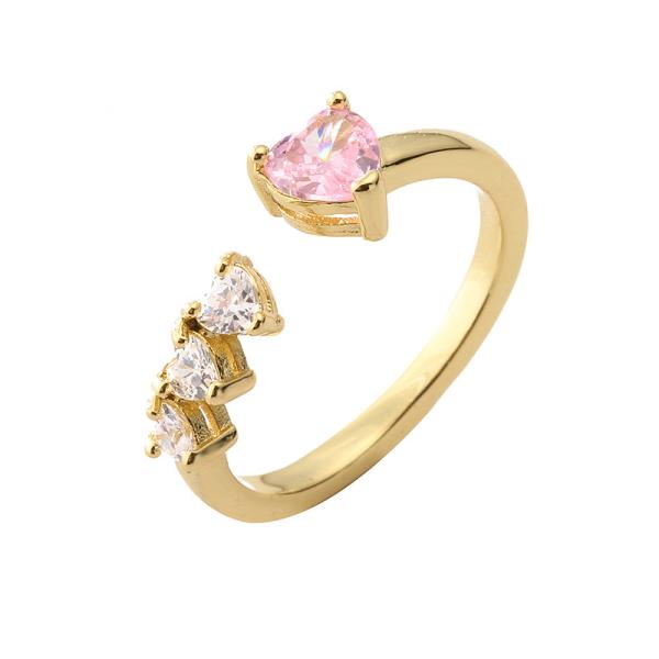 Buy cheap Zircon 18k Gold Plated Heart Diamond Rings Adjustable For Engagement Wedding from wholesalers