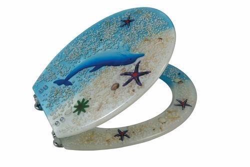 Buy cheap sealife polyresin decorate sanitary ware toilet seat with zinc hinge,round toilet seat,elongated toilet seat from wholesalers