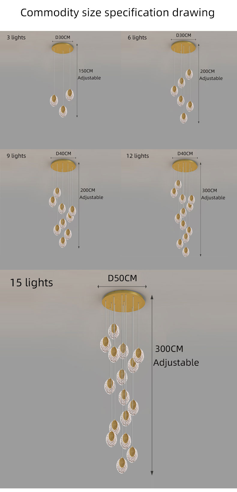 New LED acrylic chandelier modern staircase lighting lamps living room long Chandelier(WH-NC-77)