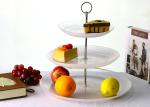 Bar 3 Tier Smoky White Glass Cake Plates , Strong Stem 8.6'11.4'',15' Inch Glass