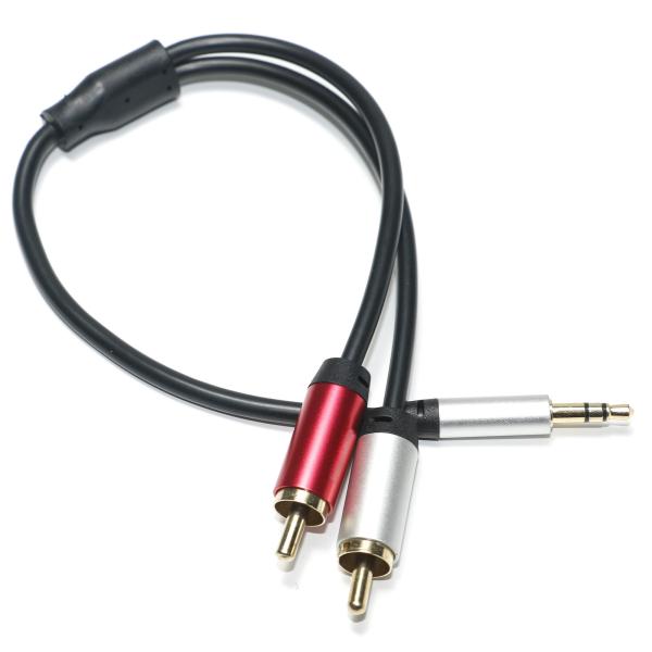 Buy cheap Digital Audio Cable 3.5MM 2/1 Black PVC White Red Plated Aluminum Alloy Golden Connector For Car Audio from wholesalers