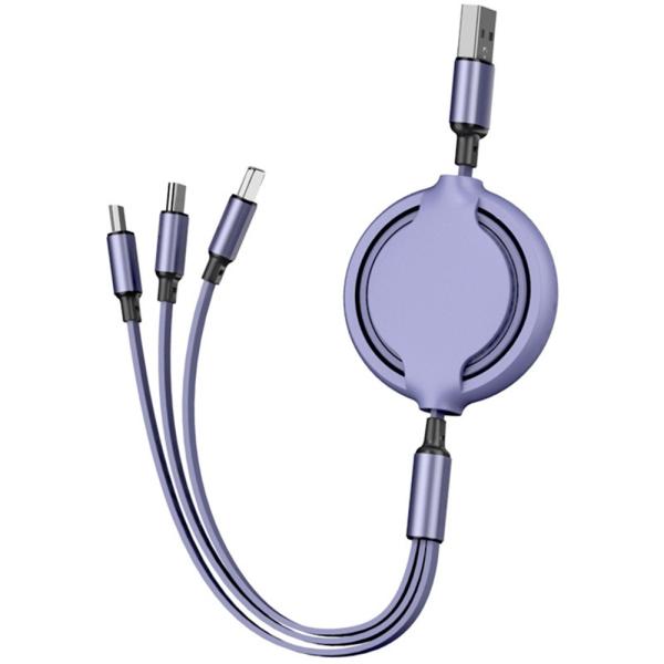 Buy cheap 2A / 3A Multi Function Charging Cable Purple / Yellow / Green / Red 3 in 1 TPE Cable from wholesalers