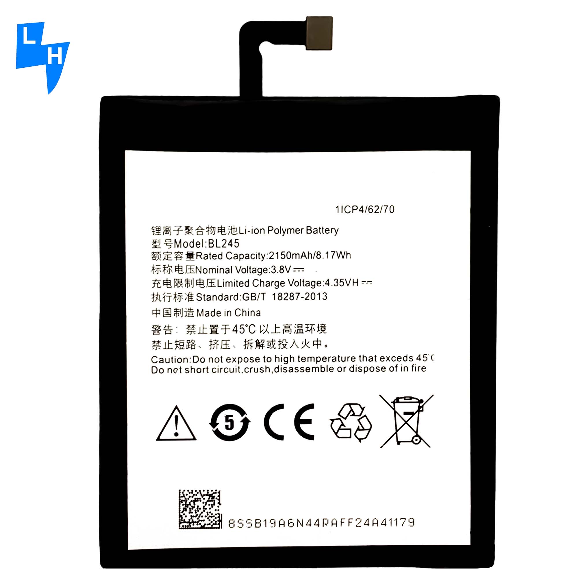 Black RECHARGABLE Lithium Ion Polymer Battery BL245 3500mAh 4.4V for Lenovo S60 S60-T S60