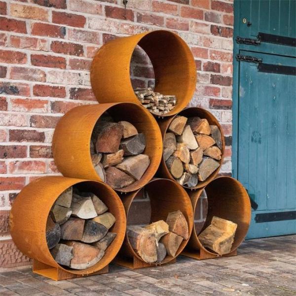 Buy cheap Outdoor Modular Metal Circular Firewood Storage Corten Steel Log Store from wholesalers