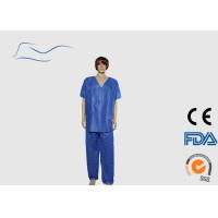 Buy cheap Waterproof Blue Disposable Lab Coats Non Woven Mateiral Around Neck Style product