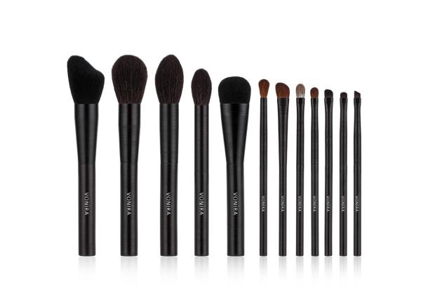 Buy cheap Natural Vegan Hair Makeup Brush Set 12pcs With Black Wire Drawing Metal Handle from wholesalers