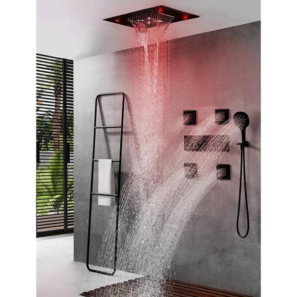 Shower Ceiling Bathroom Shower Faucet Set Luxury LED Thermostatic High Flow Rain