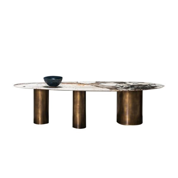 Buy cheap Luxury Italy Style Marble Table Top Table Durable Stable Metal Frame Dining Table from wholesalers