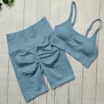 Women Seamless Yoga Workout Set 2 Piece Outfits Gym Push Up Shorts And Sports