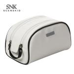 Logo Waterproof PU Leather Double Zipper Makeup Bag