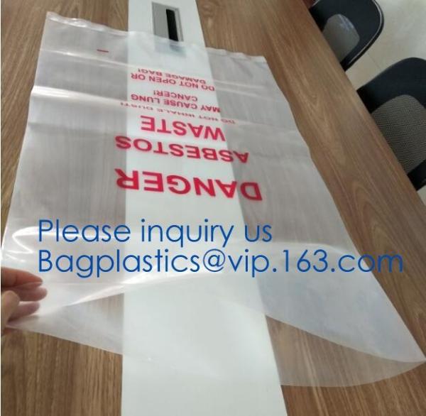 Buy cheap PE asbestos yard waste bags,hazard waste disposal bags,Customized danger warning printing clear polythene LDPE asbestos from wholesalers