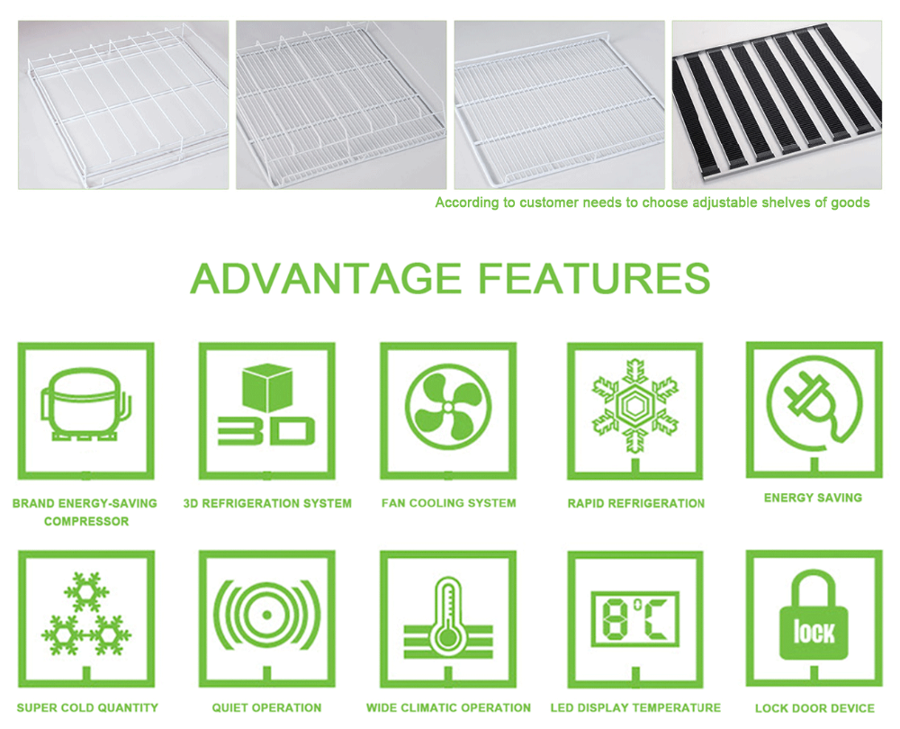 110V 60Hz Commercial Supermarket Refrigerator Anticorrosive For Shop