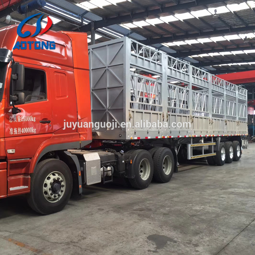 24V Electric System 60T 80T Tri Axle Animal Carrier Semi Trailer for Livestock Transport