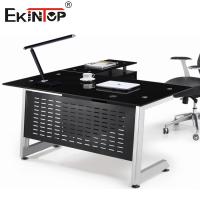 Buy cheap Metal Legs L Shaped Glass Desk Modern Manager Table product