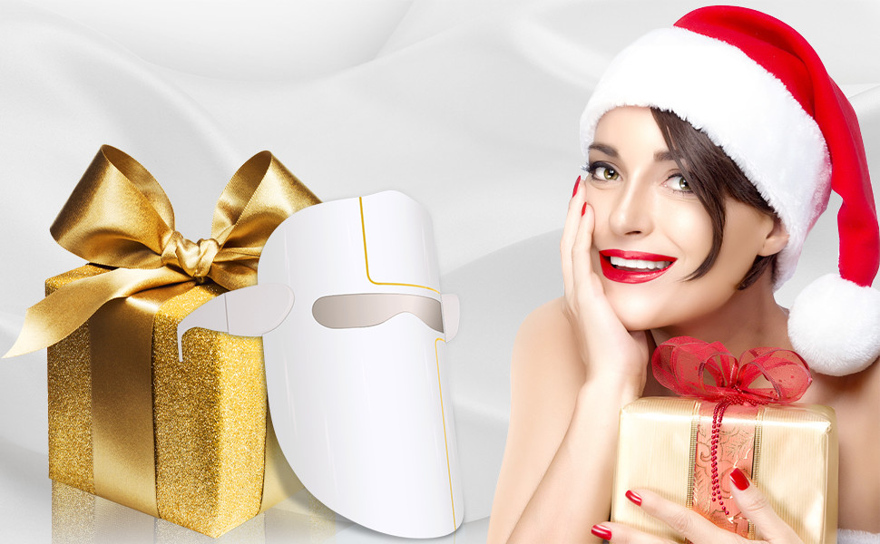 BU100 Facial Light Therapy Mask , Red Blue Yellow LED Beauty Mask 3.7V