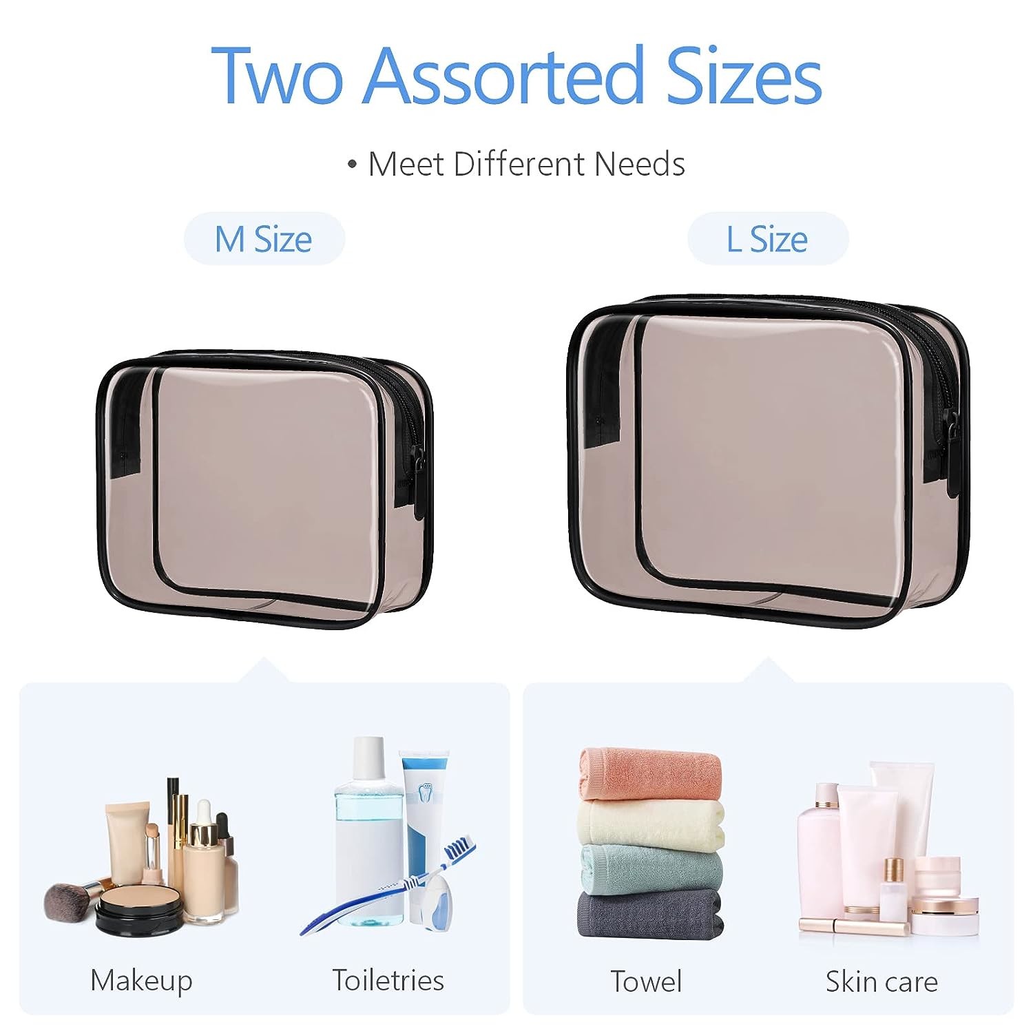 Multi Functional Durable Water Resistant Clear Toiletry Bags For Traveling