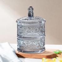 Buy cheap Smoky 2 Tier Stackable Glass Apothecary Jars 7.68 Inch For Candy Cookie product