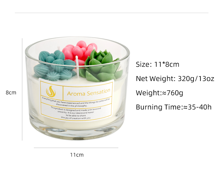 Parties Glass Jar Scented Candle 3D Flower Home Decor Fragrance Candle Custom Logo