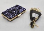Flower Gemstone Ladies Evening Clutch Bags Purse Purple Color Acrylic
