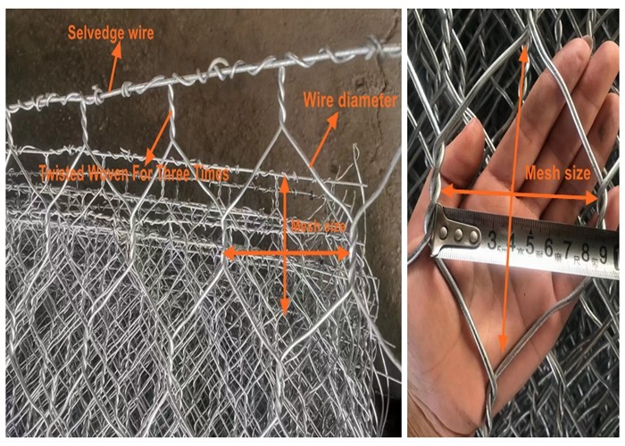 80x100mm 3mm wire galvanized hexagonal gabion basket
