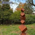Large outdoor garden geometric cube weather resistant steel sculpture