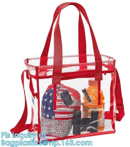 Buy cheap Clear PVC Shopping Reusable Tote Bags With Carry Handle Customize Logo from wholesalers