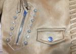 Dark Brown Suede Ladies PU Jacket Belted Jacket Womens Macrame Decorated