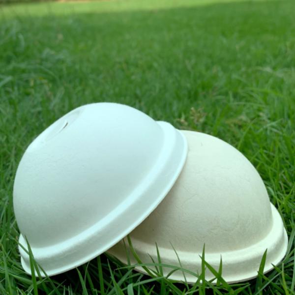 Eco Friendly 100% Compostable Biodegradable White 80mm Bagasse Cup Lids Non Leak