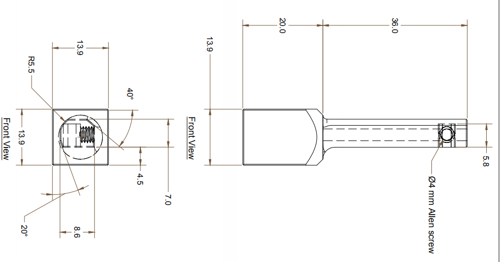 ISO9001 Certified 56.0mm Length Diamond Tool Holder