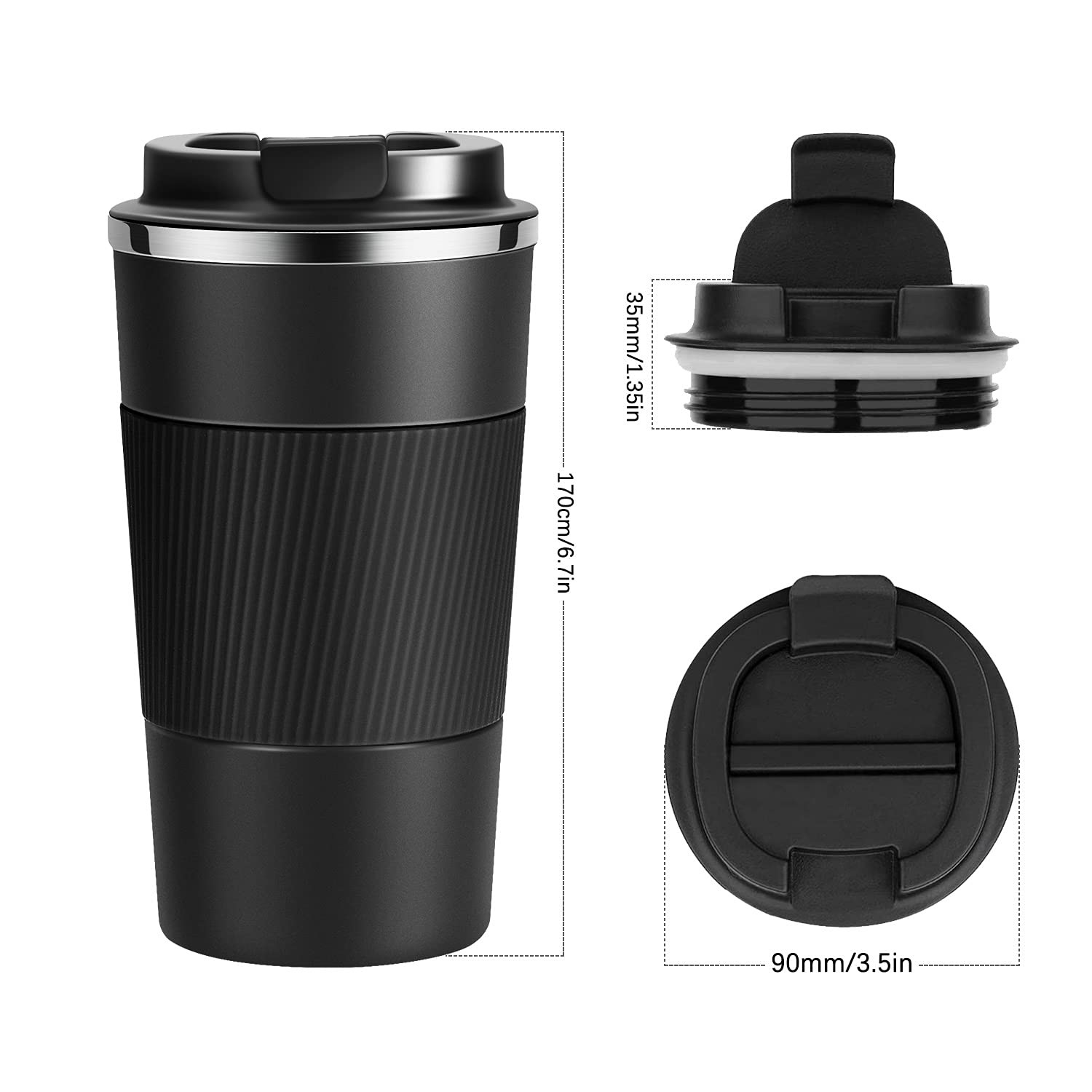 Stainless Steel 12oz Vacuum Insulated Coffee Travel Mug Spill Proof Double Walled Tumbler Cups For Keep Hot / Ice Coffee Tea Beer