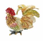 Fancy Mini Rooster Metal Jewelry Box pewter jewelry box with rooster design