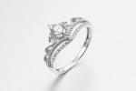 1.87g 925 Silver CZ Rings Sterling Silver Princess Crown Ring OEM