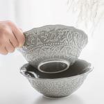 Business Gifts Retro Ceramic Bowl Plate Set French Dinner Plate Embossed