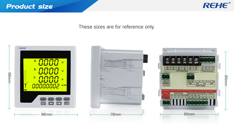 96*96mm Three-phase Intelligent LCD Multifunction Meter With THD And Multi-rate CN-3FHD3Y