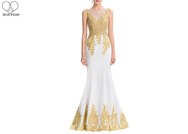 Buy cheap Velvet Fishtail Long Mermaid Style Prom Dress Gold Lace Sleeveless Open Back from wholesalers