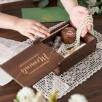 Creative wooden wedding accompaniment gift box souvenir storage box burnt color