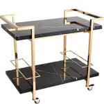 Marble Top Drinks Trolley Black Trolley Rattan Bar Cart