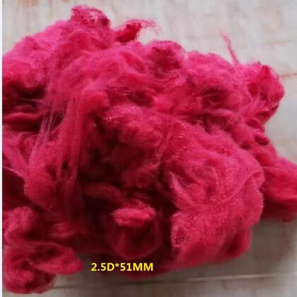 2.5Dtex*51mm Solid Bright Red Recycled color polyester staple fiber for Filling
