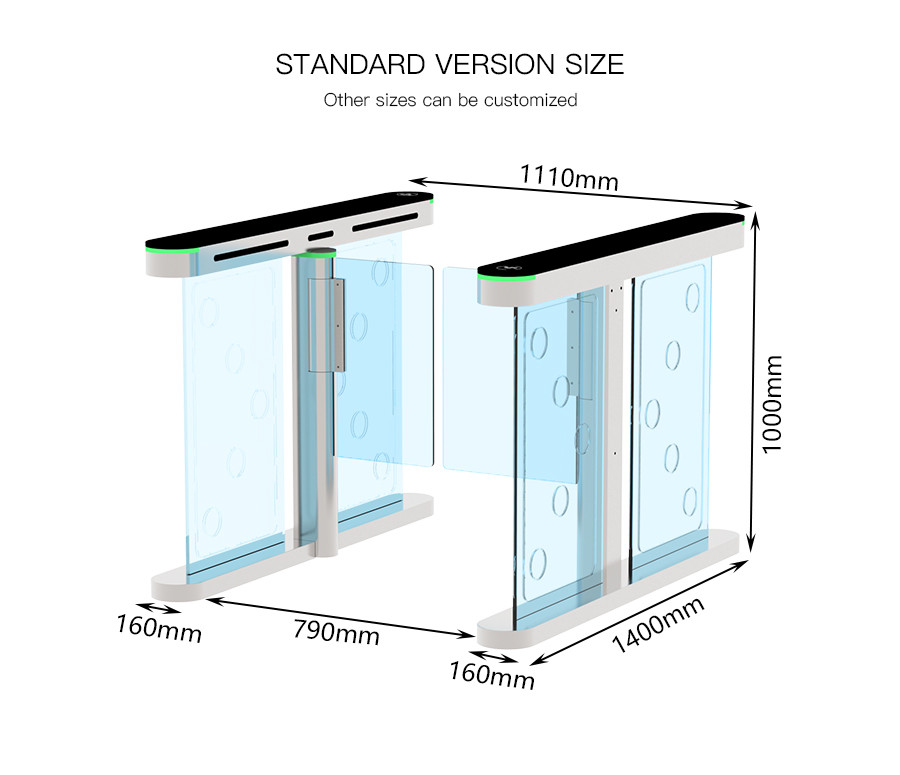 HCW 0.5s 0.8s High Speed Flap Barrier Turnstile RFID Access Control Pedestrian Swing Gate