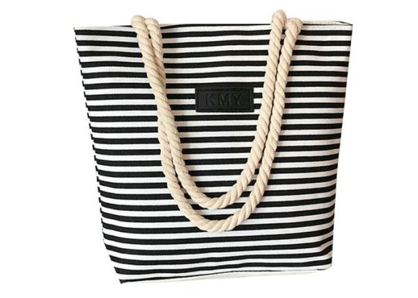 Buy cheap Large Striped Canvas Tote Bag For Travel / Office / Daily Casual Occasion from wholesalers
