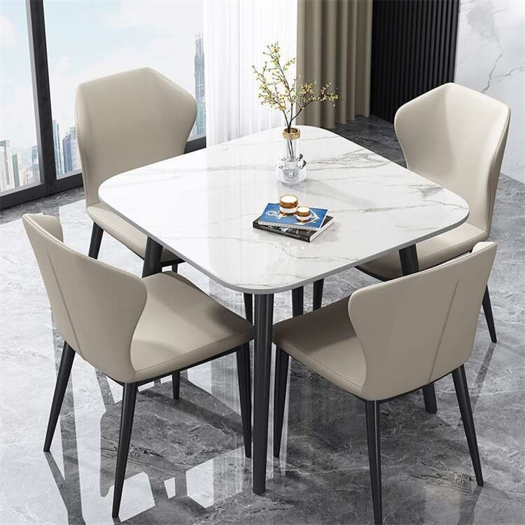 Customized Size Dining Table Set 4 Chairs With Steel Base
