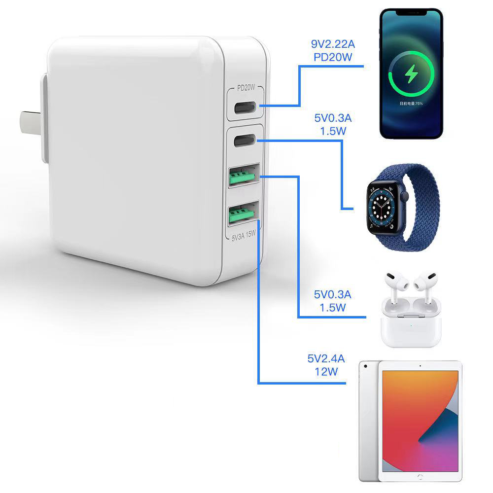 2 Type-C 2USB 5V 2.4A 35W Universal GaN Wall Charger