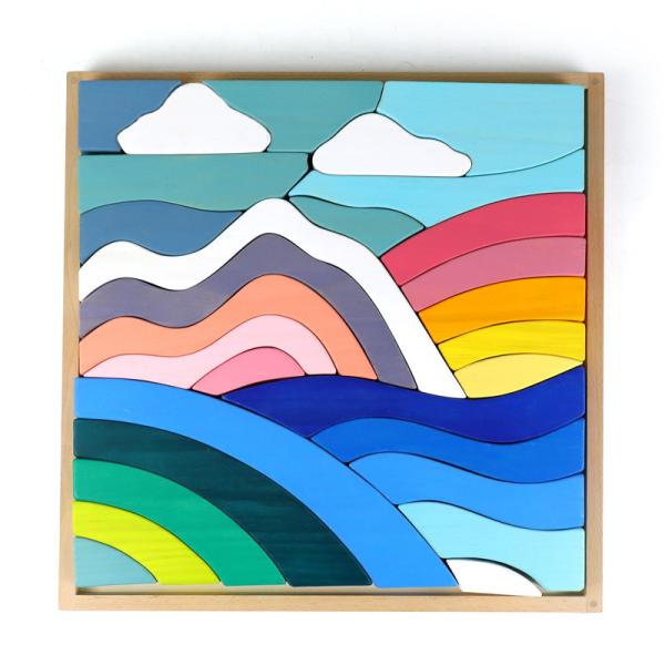 Buy cheap Baby 3cm Sky Cloud Large Rainbow Stacker Large Wooden Blocks For Toddlers from wholesalers