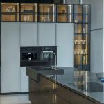 Customized Size Stainless Steel Kitchen Cabinets Beveled Edge Luxury