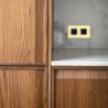 Buy cheap Frame-line Door Panel Kitchen Cabinet Design Cherry Wood Veneer Kitchen Cabinet For Ghana Villa Project from wholesalers