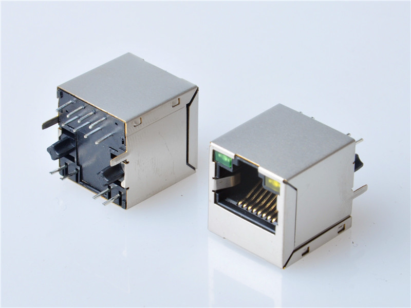 HULYN,Shielded RJ45 Modular Jack Connector, Through Hole Type, 1000 Mbps Transformer, with LED