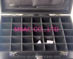 Professional Makeup Cases On Wheels , Black Pu Leather Cosmetic Trolley Case