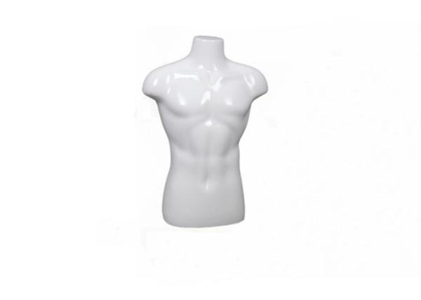 Buy cheap Male Upper Body Shop Display Dummy Fiberglass Material Glossy White Color from wholesalers